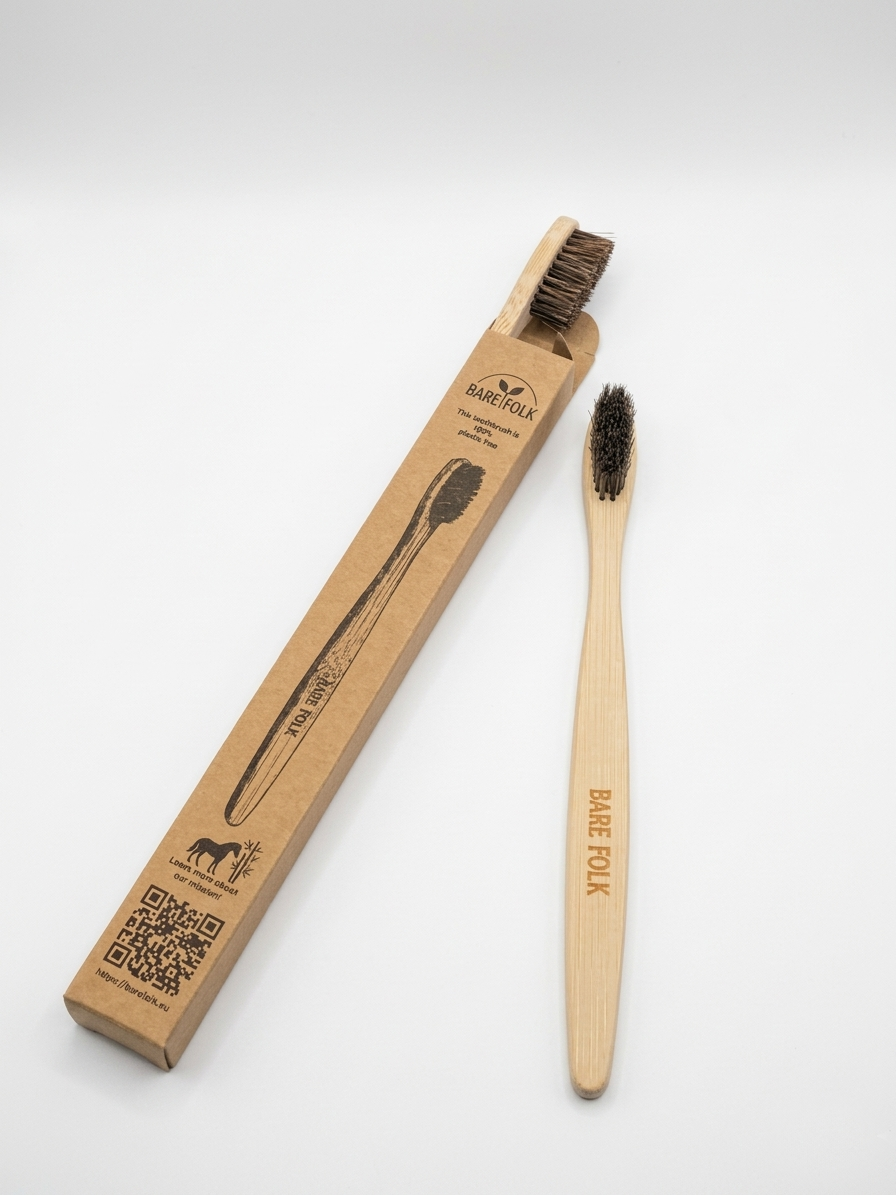 Horse bristle toothbrush