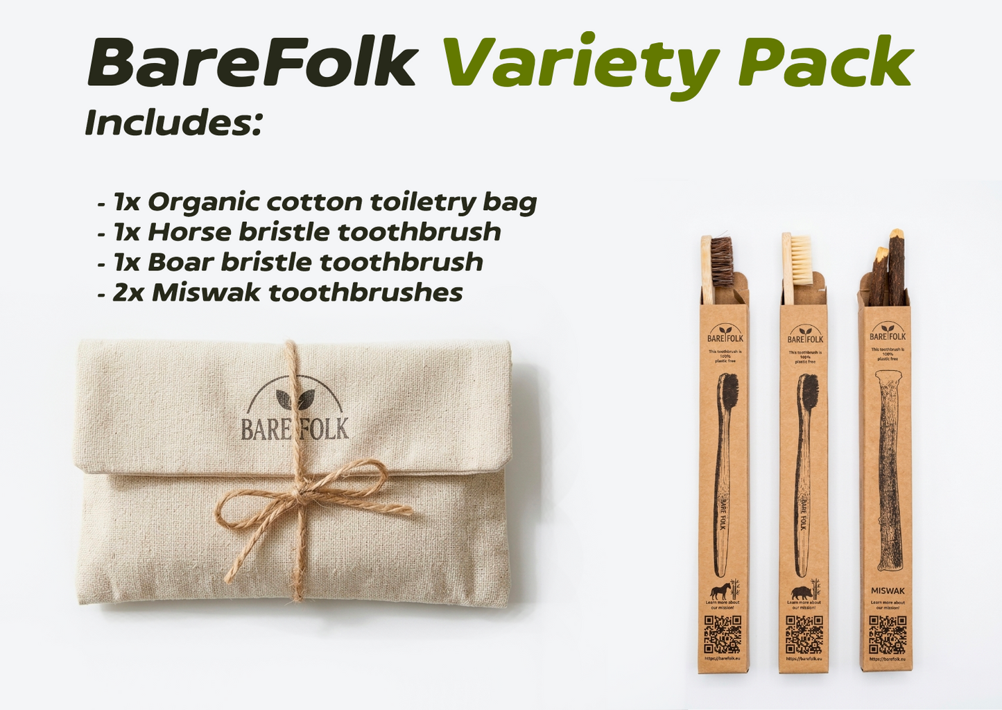 Plastic free toothbrush variety pack